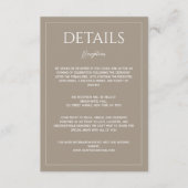 Modern light brown minimalist wedding details begleitkarte (Vorderseite)