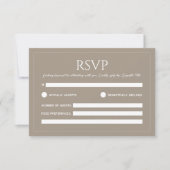 Modern light brown minimalist wedding RSVP karte (Vorderseite)
