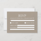 Modern light brown minimalist wedding RSVP karte (Vorderseite)