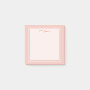 Modern Light Coral White Border Script Post-it Klebezettel