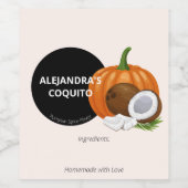 Modern Light Cream Pumpkin Gewürz Coquito Flasche Weinetikett (Einzelnes Label)