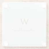 Modern Light Dusty Blue Gold Script Monogram Glasuntersetzer (Rückseite)
