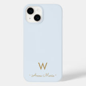 Modern Light Dusty Blue Script Monogram Case-Mate iPhone Hülle (Rückseite)