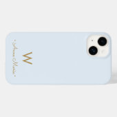Modern Light Dusty Blue Script Monogram Case-Mate iPhone Hülle (Rückseite (Horizontal))
