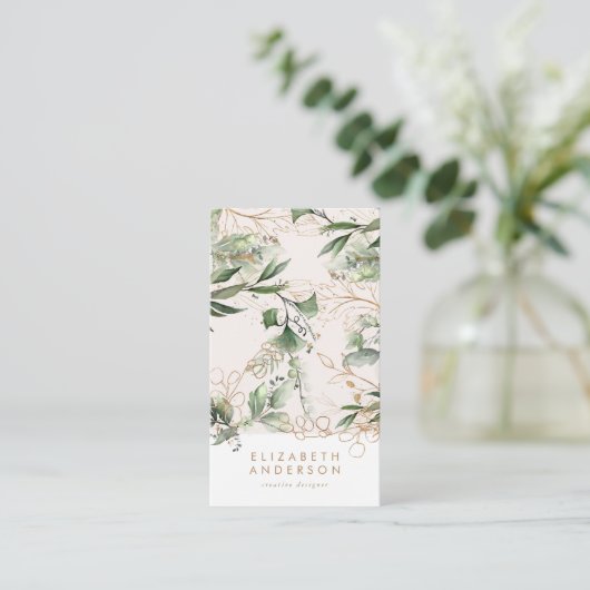 Modern Light Eggshell White Eucalyptus Corporate B Visitenkarte (Stehend Vorderseite)