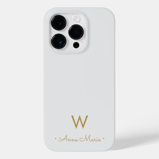 Modern Light Gray Gold Script Monogram Case-Mate iPhone Hülle (Rückseite)
