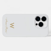 Modern Light Gray Gold Script Monogram Case-Mate iPhone Hülle (Rückseite (Horizontal))