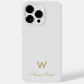 Modern Light Gray Gold Script Monogram Case-Mate iPhone Hülle (Rückseite)