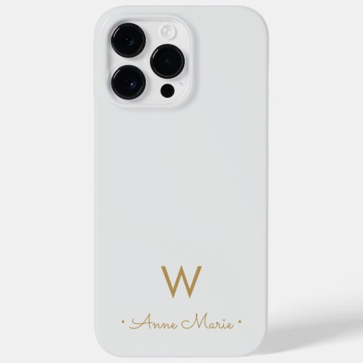 Modern Light Gray Gold Script Monogram Case-Mate iPhone Hülle (Rückseite)