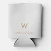 Modern Light Gray Gold Script Monogram Dosenkühler (Vorderseite)