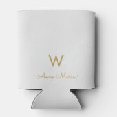 Modern Light Gray Gold Script Monogram Dosenkühler (Rückseite)