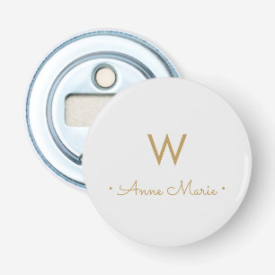 Modern Light Gray Gold Script Monogram Flaschenöffner