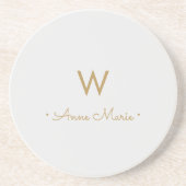 Modern Light Gray Gold Script Monogram Getränkeuntersetzer (Vorne)