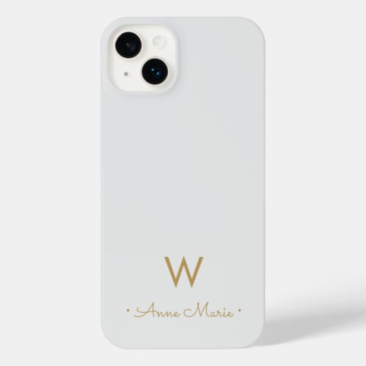 Modern Light Gray Gold Script Monogram iPhone Hülle (Rückseite)