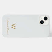 Modern Light Gray Gold Script Monogram iPhone Hülle (Rückseite (Horizontal))