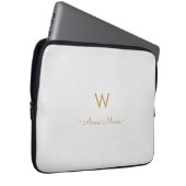 Modern Light Gray Gold Script Monogram Laptopschutzhülle (Vorne Rechts)