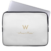 Modern Light Gray Gold Script Monogram Laptopschutzhülle (Vorderseite)