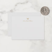 Modern Light Gray Gold Script Monogram Mitteilungskarte (Vorderseite/Rückseite Beispiel)