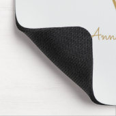 Modern Light Gray Gold Script Monogram Mousepad (Ecke)