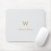 Modern Light Gray Gold Script Monogram Mousepad (Mit Mouse)