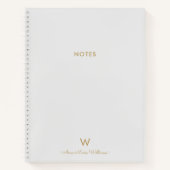 Modern Light Gray Gold Script Monogram Notizblock (Vorderseite)