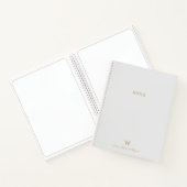Modern Light Gray Gold Script Monogram Notizblock (Innenseite)