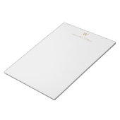 Modern Light Gray Gold Script Monogram Notizblock (angewinkelt)