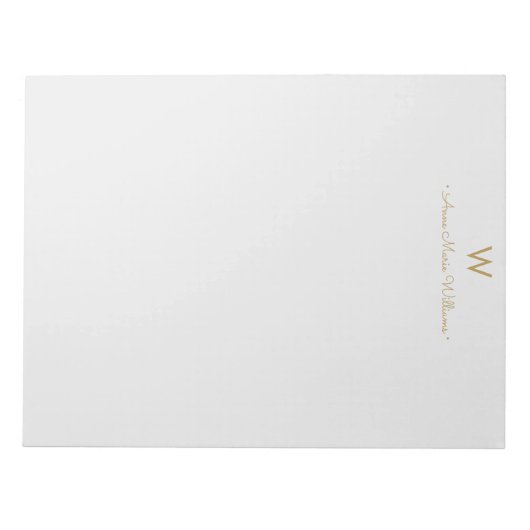 Modern Light Gray Gold Script Monogram Notizblock (Vorderseite)