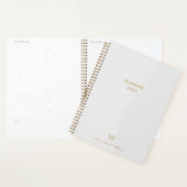 Modern Light Gray Gold Script Monogram Planer (Anzeige)