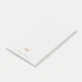 Modern Light Gray Gold Script Monogram Post-it Klebezettel (angewinkelt)