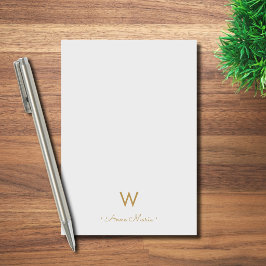 Modern Light Gray Gold Script Monogram Post-it Klebezettel