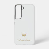 Modern Light Gray Gold Script Monogram Samsung Galaxy Hülle (Rückseite)