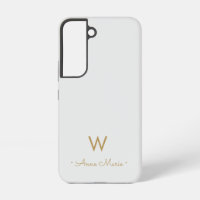 Modern Light Gray Gold Script Monogram