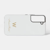 Modern Light Gray Gold Script Monogram Samsung Galaxy Hülle (Rückseite (Horizontal))