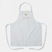 Modern Light Gray Gold Script Monogram Schürze (Vorderseite)