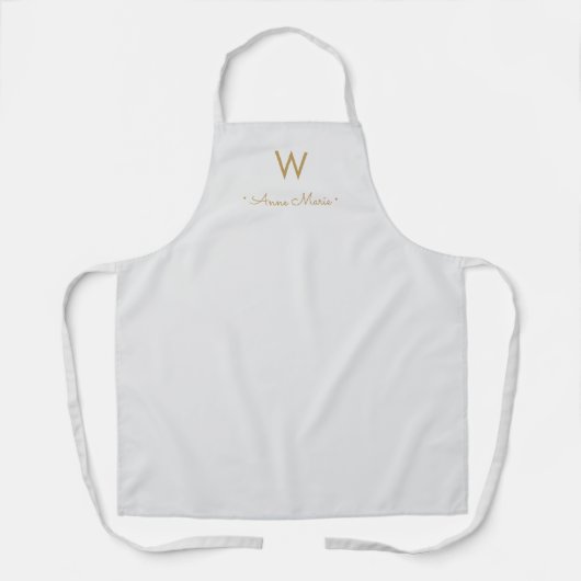 Modern Light Gray Gold Script Monogram Schürze (Vorderseite)