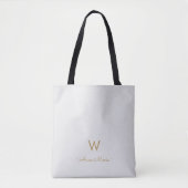 Modern Light Gray Gold Script Monogram Tasche (Vorderseite)