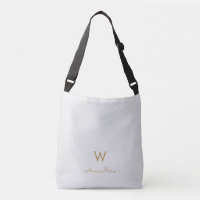 Modern Light Gray Gold Script Monogram