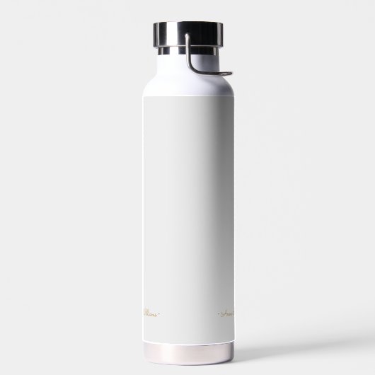 Modern Light Gray Gold Script Monogram Trinkflasche (Links)
