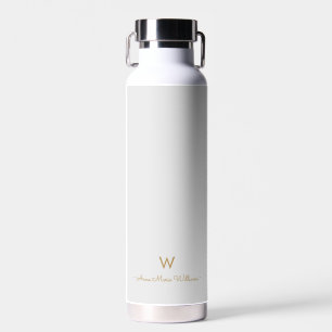 Modern Light Gray Gold Script Monogram Trinkflasche