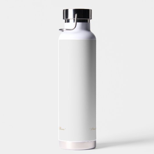 Modern Light Gray Gold Script Monogram Trinkflasche (Rechts)