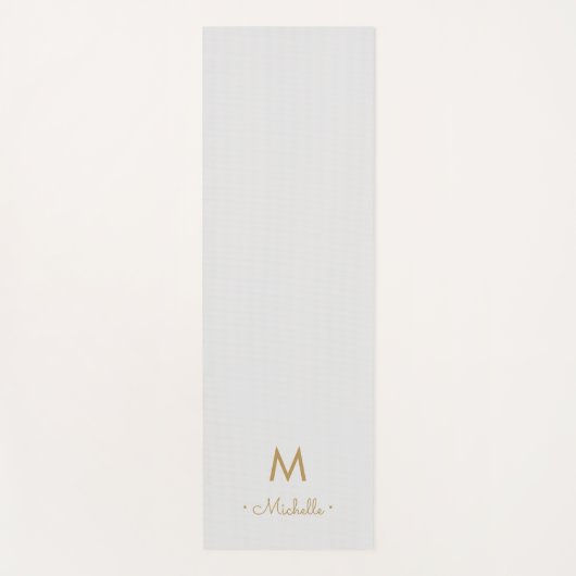 Modern Light Gray Gold Script Monogram Yogamatte (Vorderseite)