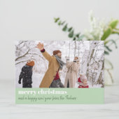 Modern Light Green frohe Weihnachten Wide Foto (Stehend Vorderseite)