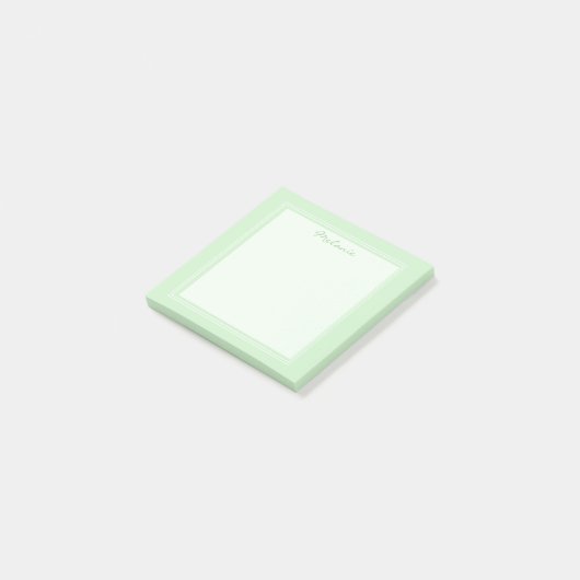 Modern Light Green White Border Script Post-it Klebezettel (angewinkelt)