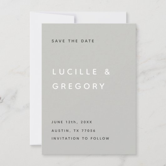 Modern Light Grey Editorial All Caps Save The Date (Vorderseite)