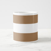 Modern Light Mocha Brown White Nautical Stripes Jumbo-Tasse (Vorderseite)