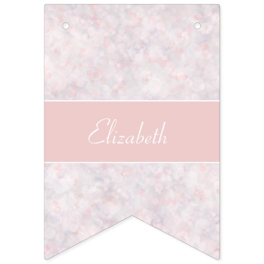 Modern Light Pink Bokeh Individuelle Name Bunt Ban Wimpelkette (Zweite Fahne)