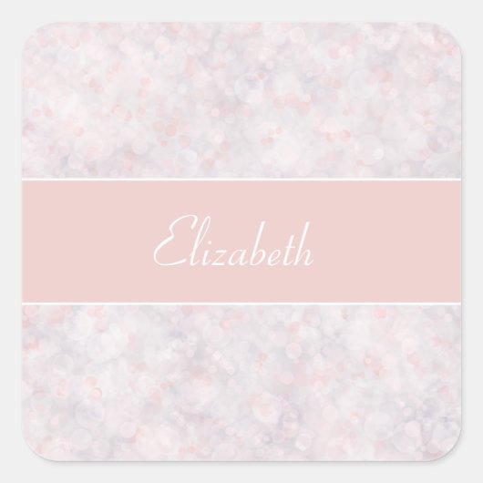 Modern Light Pink Bokeh Individuelle Name Sticker (Vorderseite)