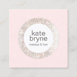 Modern Light Pink Sequin Beauty Salon Quadratische Visitenkarte