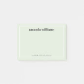 Modern light sage green custom name and text post-it klebezettel (Vorderseite)